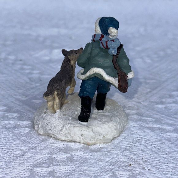 Mervyn's Village Square 1995 Girl boys With Dog Snow Set Of 2 Figurine - Picture 5 of 6